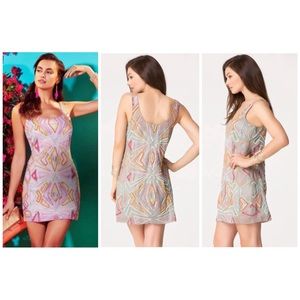 Bebe Multi color beaded tank dress
